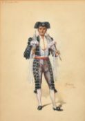 William John Charles Pitcher (1858-1925) British, a costume study for a matador, watercolour, signed