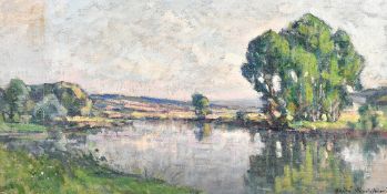 Andre Prevot-Valeri (1890-1959) French, a river landscape approaching dusk, oil on canvas, signed,