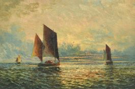 19th Century, A pair of marine scenes, one with sailing boats in clam waters, the other with a