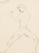 Marcel Vertes, A boxer taking up his stance, Indian ink, signed, 10