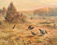 Wilhelm (Willi) Lorenz (1901-1981) German, Birds in a courting display in an Autumn landscape, oil