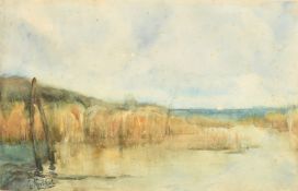 Jan Korthals (1916-1972) Dutch, an estuary landscape, watercolour, signed, 12
