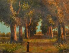 Zaid Salih (1921-1986) Iraq, A tree lined path, oil on canvas, signed, 12