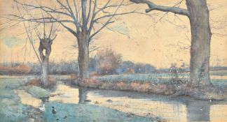 John Macintosh Macintosh (1874-1913) Tranquil river landscapes one with ducks, watercolours, both