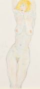 Kanwaldeep Singh Kang, signed Nicks (1964-2007) British, A full length female nude standing with her