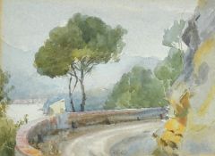 19th Century School, 'Rapallo', an Italian coastal view, watercolour, 4.5
