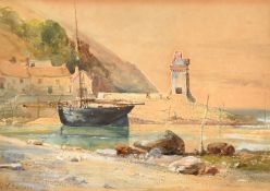 Samuel Phillips Jackson (1830-1904) British, 'Lynmouth', view of a moored sailing boat in harbour