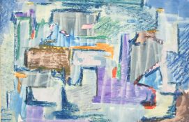 Nouri Al Rawi (1925-2014) Iraq, an abstract study, mixed media, numbered 7, signed on mount, 6.75