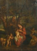 17th Century, the rest on the Flight to Egypt, oil on panel, 19.25