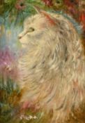 Circle of Louis Wain, a study of a cat, oil on canvas laid down, 14