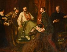 Attributed to Ford Maddox Brown (1821-1893) British, 'The Deathbed of James I', oil on canvas, 29.