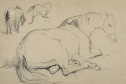 George Jones (1786-1869) A horse lying down and separate studies of the horse in different