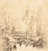 William Walcot (1874-1943) A London street scene, etching, signed in pencil, 5.5