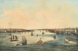 Louis Le Breton, Views of New York, a pair of 19th Century hand-coloured lithographs, 9.25