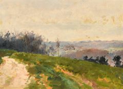 Paul Mathey (1844-1929) French, 'Le Chemin sur la Colline', oil on board, labels verso, Arthur Tooth