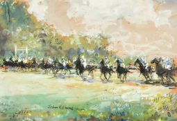 John Victor Emms (1912-1993) British, 'The Start, Epsom Downs', watercolour. Signed, 6