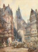 Paul Marny (1829-1914) 'Old Gate, Normandy', watercolour, signed and inscribed, label verso, 37