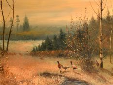 Wilhelm (Willi) Lorenz (1901-1981) German, Pheasants gathered by a pool of water in an Autumn