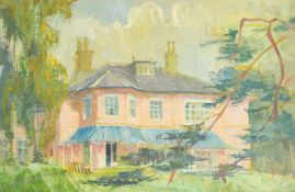 Margaret Thomas (1916-2016) British, 'The Appelbee's House', oil on board, signed and dated 57,