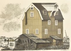 David Gentleman (b.1930), 'Woodbridge Tide Mill, monochrome print, (possibly a proof for the