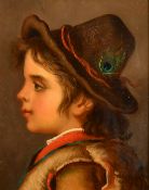 Attributed to Adriano Bonifazi (1858-1914) Italian, a pair of oil on panel portraits of young boy