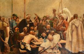 After Ilya Repin, 'Zaporozhian Cossacks Write to the Sultan of Turkey', oil on canvas, circa mid-