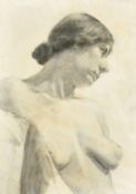 British School (circa 1914), A three quarter length study of a female nude, charcoal, watermark,
