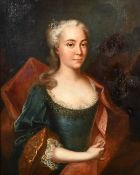 19th Century School, a half-length portrait of a lady with flowers in her hair, oil on canvas, 30