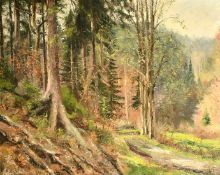 Siegfried Rochel (1904-1985) German, A landscape scene depicting the edge of a forest, oil on