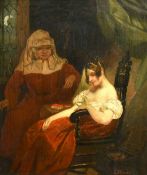 Johannes Anthonie Balthazar Stroebel (1821-1905) Dutch, a resting female figure attended by her