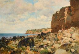 Paul Mathey (1844-1929) French, 'Cote Brettonne', oil on board, labels verso, Arthur Tooth & Sons