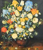 Asem Hafedh (1886-1978) Iraq, A still life of mixed flowers, oil on canvas, signed, 24