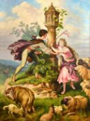 August Wilde (1882-1950) after Wilhelm von Kaulback, a young shepherdess being pursued by an amorous