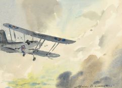 Brian Lancaster (1931-2005) British, An R.A.F biplane fighter, watercolour, signed, 10