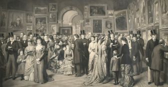After W. P. Frith, A private view at the Royal Academy, photogravure, signed in pencil, plate size
