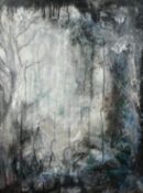 Circle of Arthur Boyd, A tangled forest at night with animals amongst the vines, oil on canvas, 23.