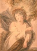 19th Century School, a study of a female figure, watercolour, 8.25