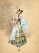 William John Charles Pitcher (1858-1925) British, a costume study for a Spanish lady, watercolour,