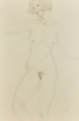 Kanwaldeep Singh Kang, signed Nicks (1964-2007) British, A full length female nude standing, pencil,