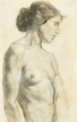 British School (early 20th Century), A study of a female nude, charcoal, watermark, 20.5