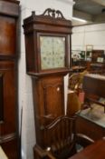 A 19th century oak longcase clock with eight day movement, the painted square dial signed Francis