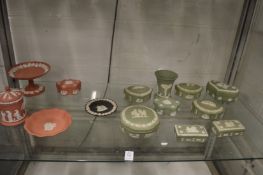 Wedgwood jasperware to include green and orange ground items.