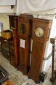 Three longcase clocks with various movements etc (faults).