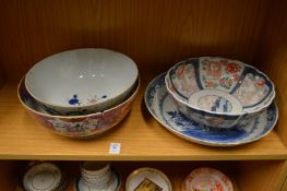 Four 19th century and later Oriental bowls and dishes (faults).