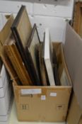 A box of assorted paintings, prints, engravings etc.