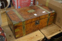 A large Victorian brass bound walnut writing slope (lacking interior).