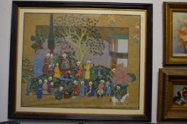 Indian School, a good large watercolour depicting figures in a landscape.