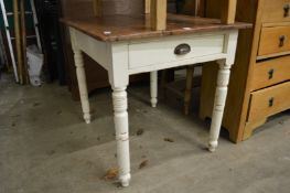 A pine and painted pine kitchen table.