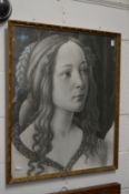 A Pre-Raphaelite style portrait bust of a young lady.