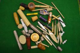 A good collection of sewing related items, penknives etc.